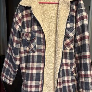 Santana Sherpa Lined Flannel Jacket Eskimo Joe’s Logo Plaid Mens Large